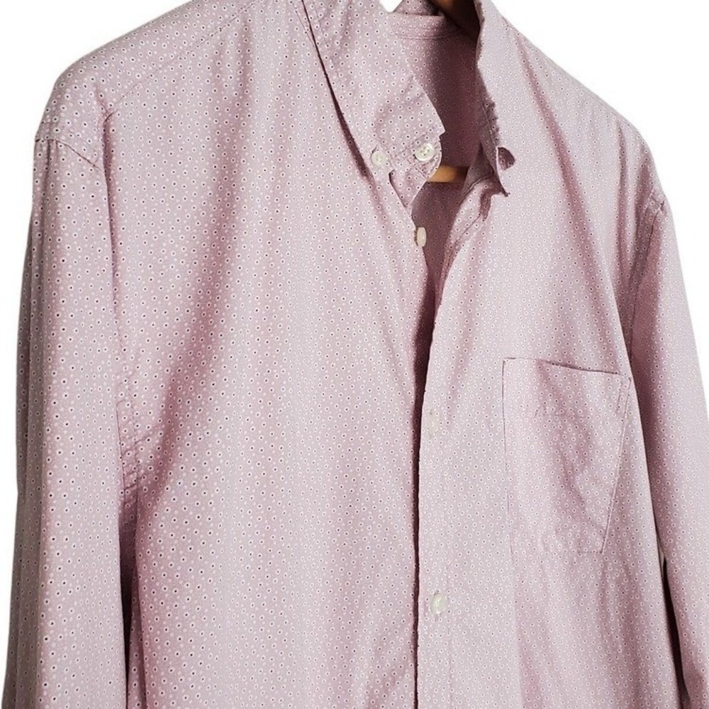 Gap Button Down Shirt Mauve‎ White Floral Slim Fit Stretch Soft Poplin XL